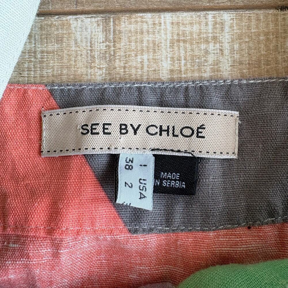 See by Chloé Linen Blend Dungaree Dress Size 2 - Picture 3 of 6